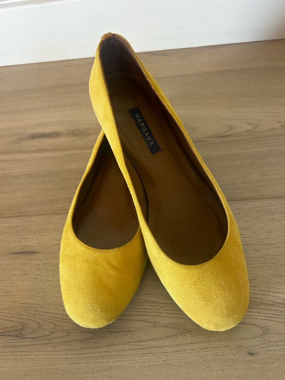 Margaux The Classic Elegant Saffron Yellow Suede Ballet Flats *Estimated 9.5/10*